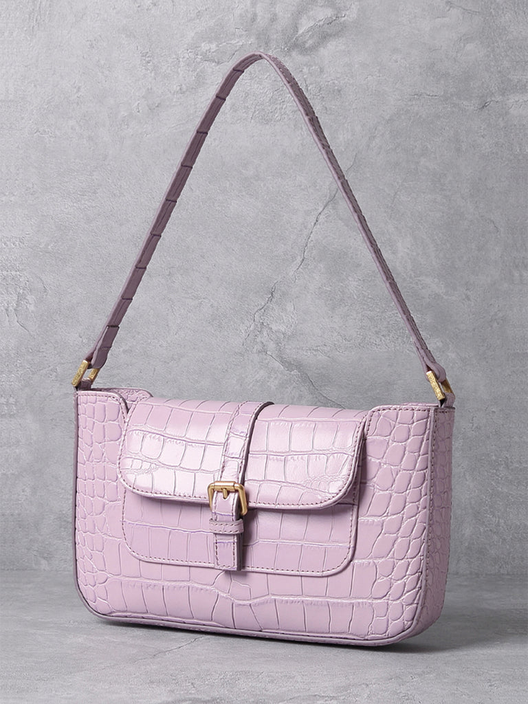 Women's Paris 90s Vintage Baguette Handbag Croc-effect Miranda Shoulder Bag - POPBAE