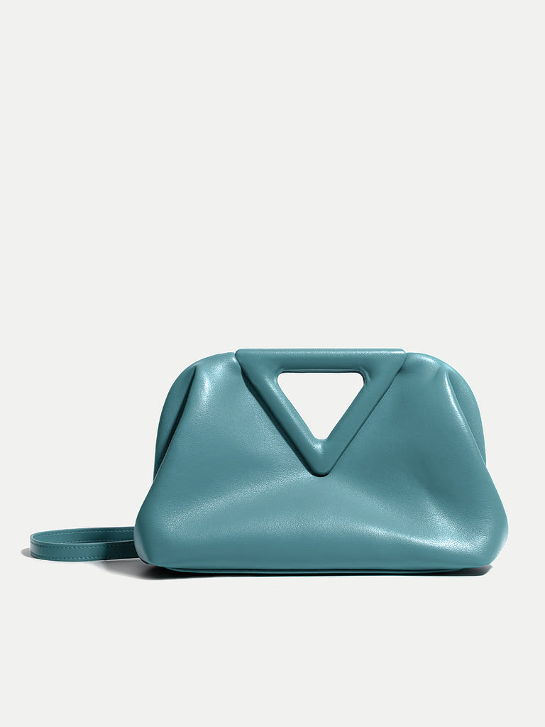 Women's Point Small Leather Shoulder Bag Triangle Handle Pouch - POPBAE