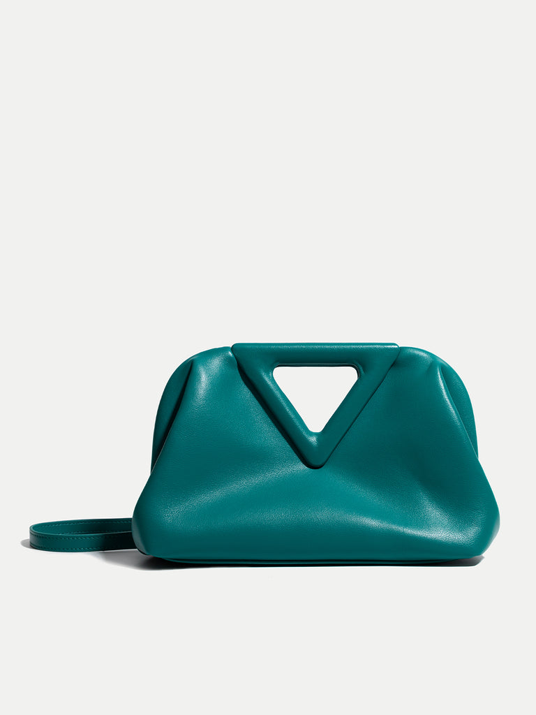 Women's Point Small Leather Shoulder Bag Triangle Handle Pouch - POPBAE