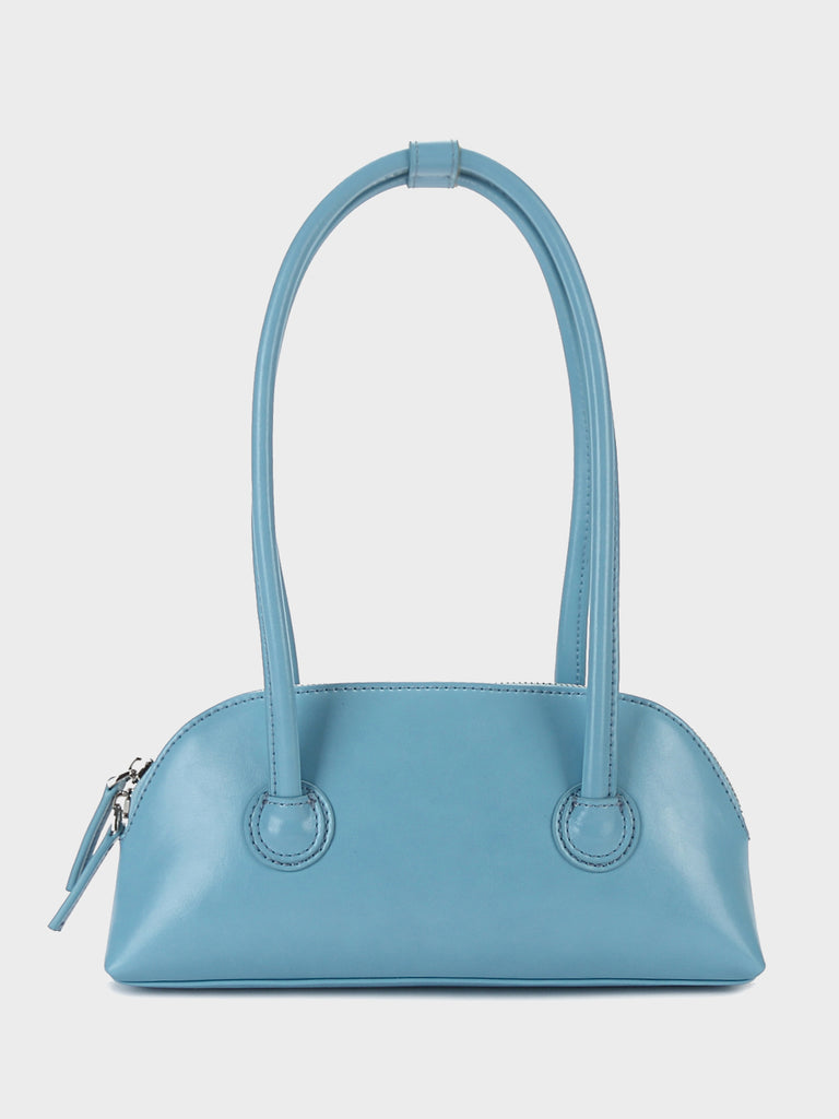 Women's Bessette Leather Shoulder Bag 90's Baguette Bag Hobo Bag Shell Bag, LightSkyBlue