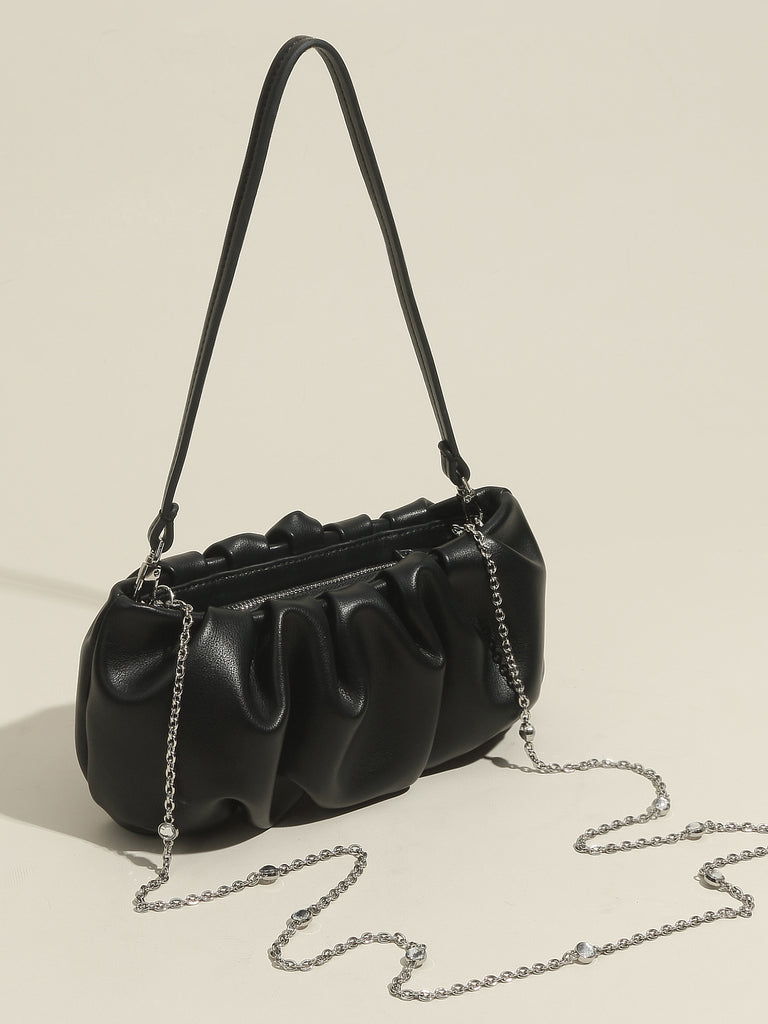 Braided Handle Design Ruched Bag Chain Crossbody Bag Women - Temu