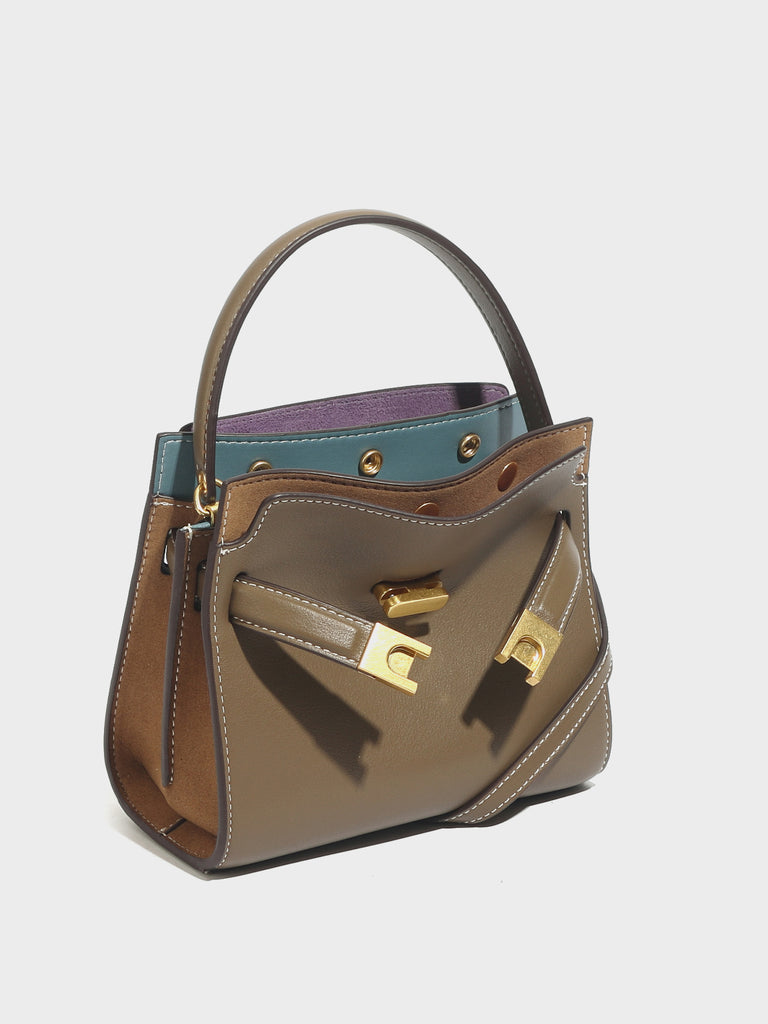 Women's Top Handle Lee Double Bag Messenger Satchel Tote Bag - POPBAE