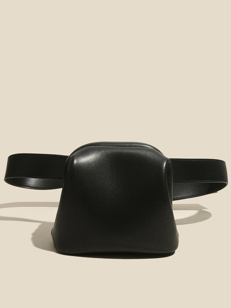Women's Mini Brot Bag Leather Fanny Pack Clasp Closure Belt Bag - POPBAE