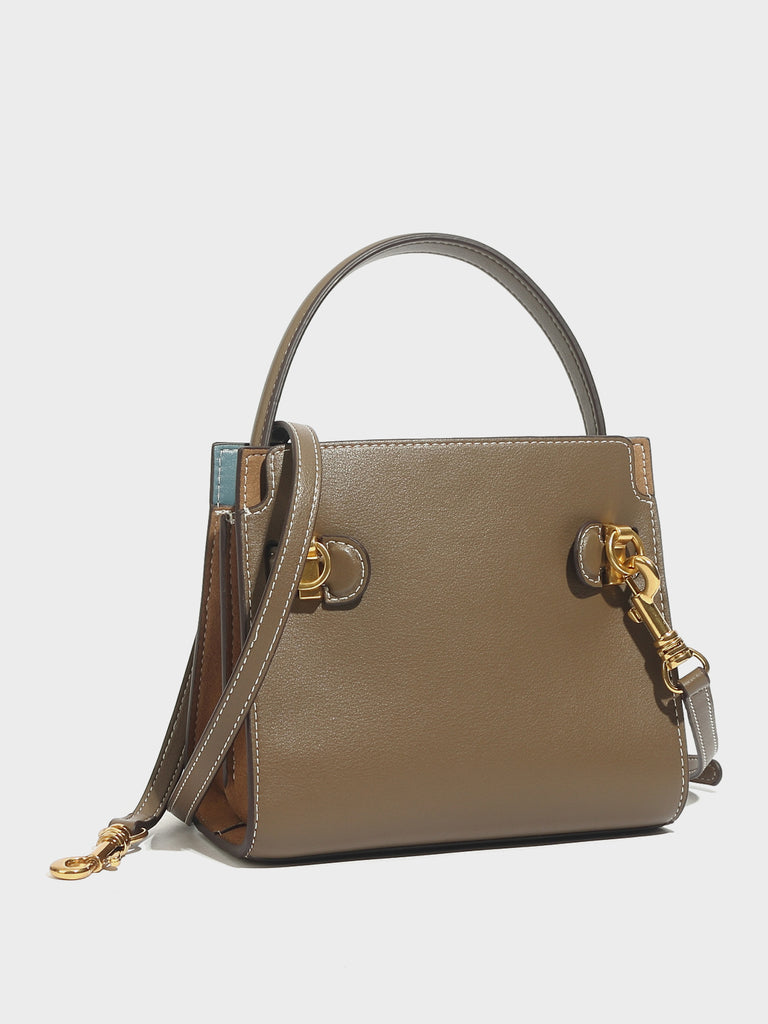 Women's Top Handle Lee Double Bag Messenger Satchel Tote Bag - POPBAE