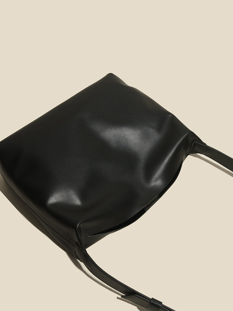Women's Minimal Soft Leather Shoulder Bag Single Strap Hobo Tote