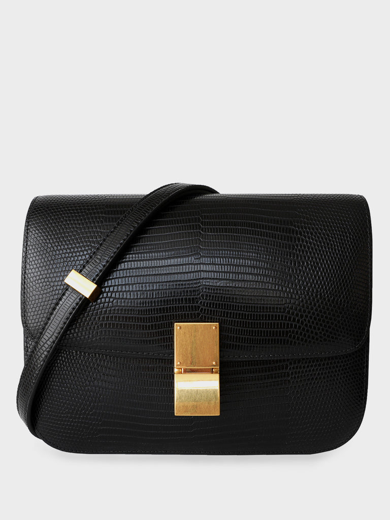 Classic Bag In Lizard-Embossed Leather Box Bag Square Cassette Shoulder Bag - POPBAE