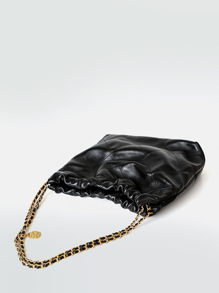 Miu Miu Matelassé Chain Strap Shoulder Bag in Black