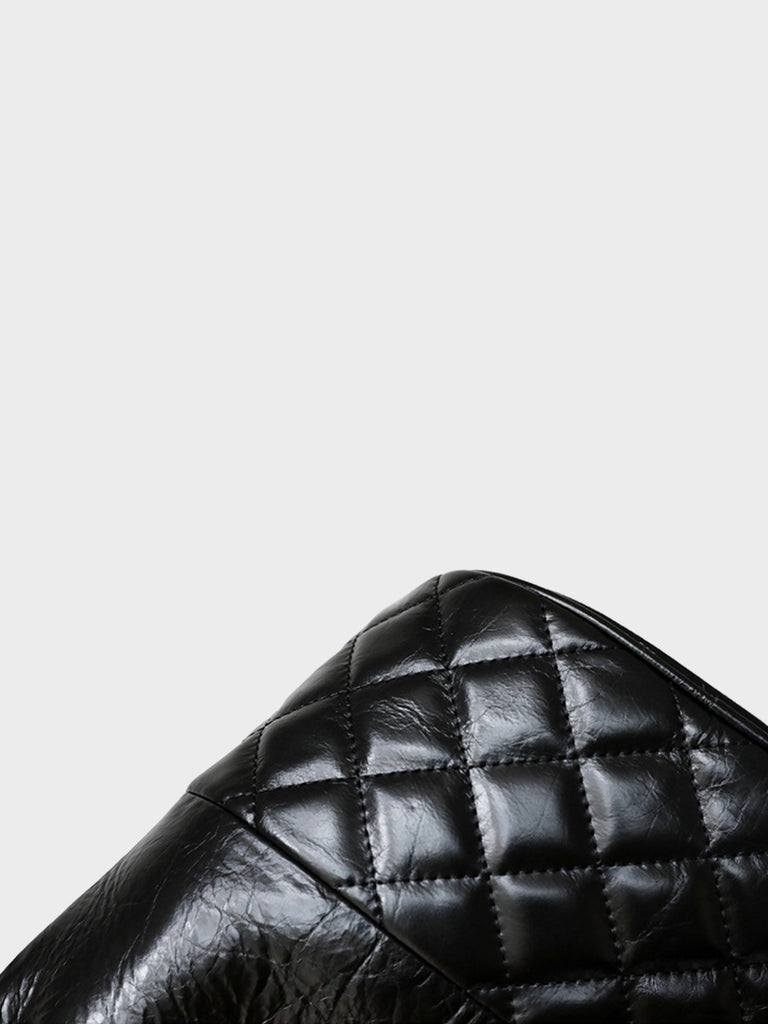 Silver Chain Strap Calfskin Lattice Shoulder Bag Diamond-quilted Tote Bag - POPBAE