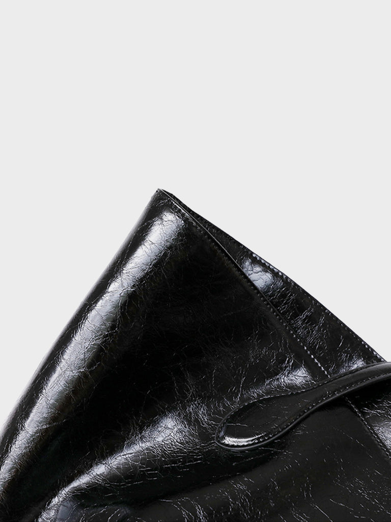 Wax Leather Tote Bag Top-handle Round Bottom Shoulder Bag - POPBAE