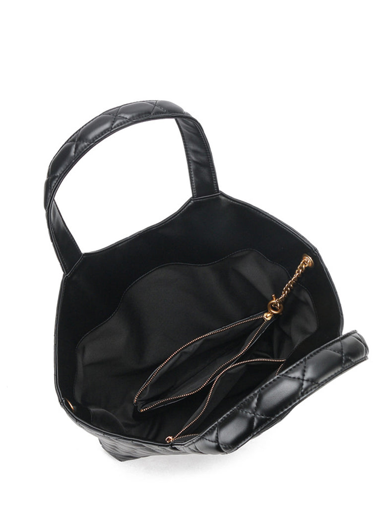 Leather Diamond-quilted Lattice Tote Bag - POPBAE