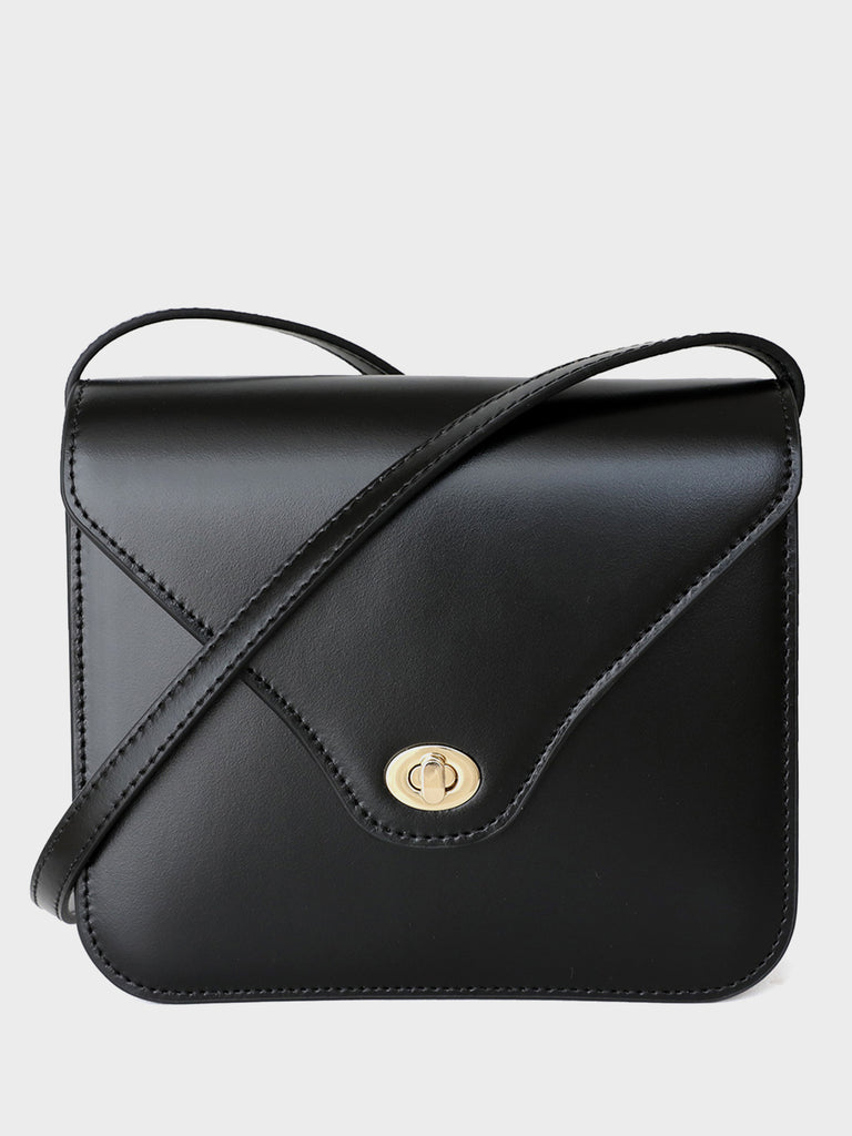Square Envelope Shoulder Bag Flap Top Leather Satchel Bag - POPBAE