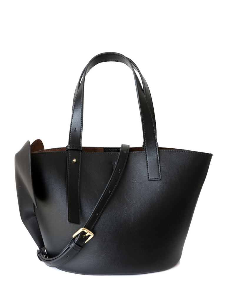 Leather Top Handle Elephant Embellishment Bucket Tote Bag Open-top Basket Shoulder Bag - POPBAE