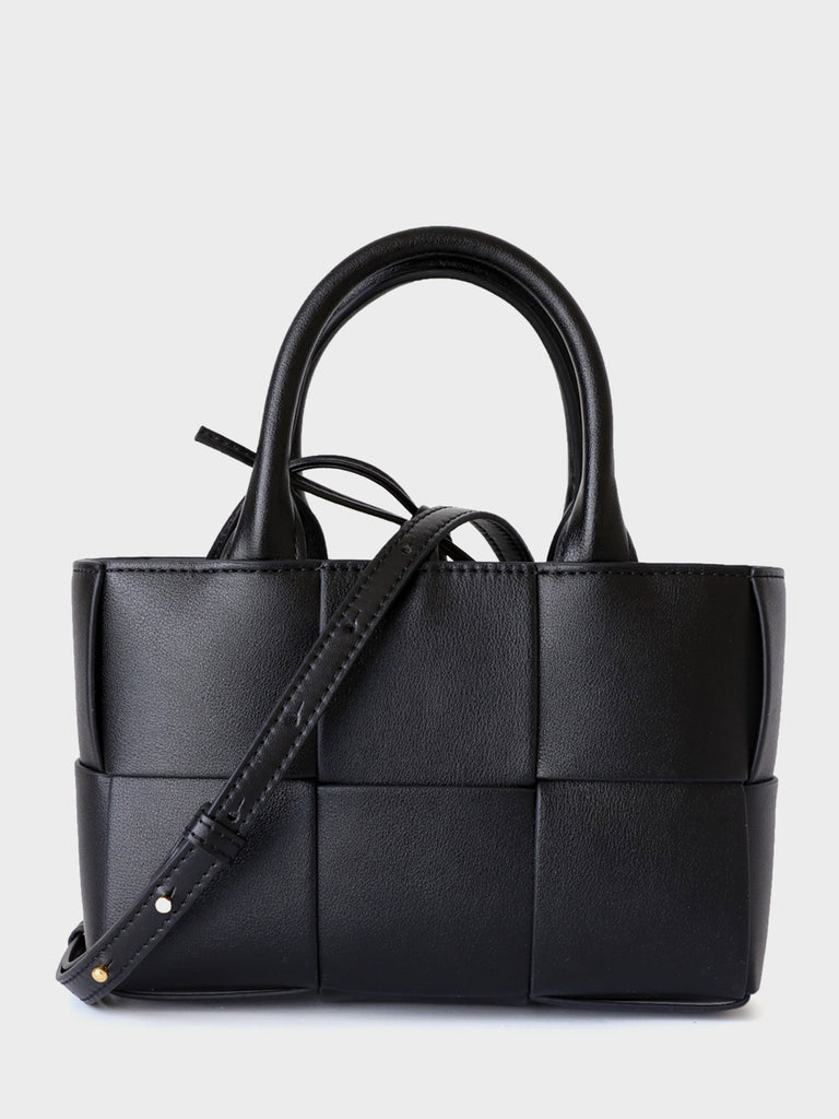 Arco Tote Bag Square Woven Basket Bag Braiding Shoulder Bag - POPBAE