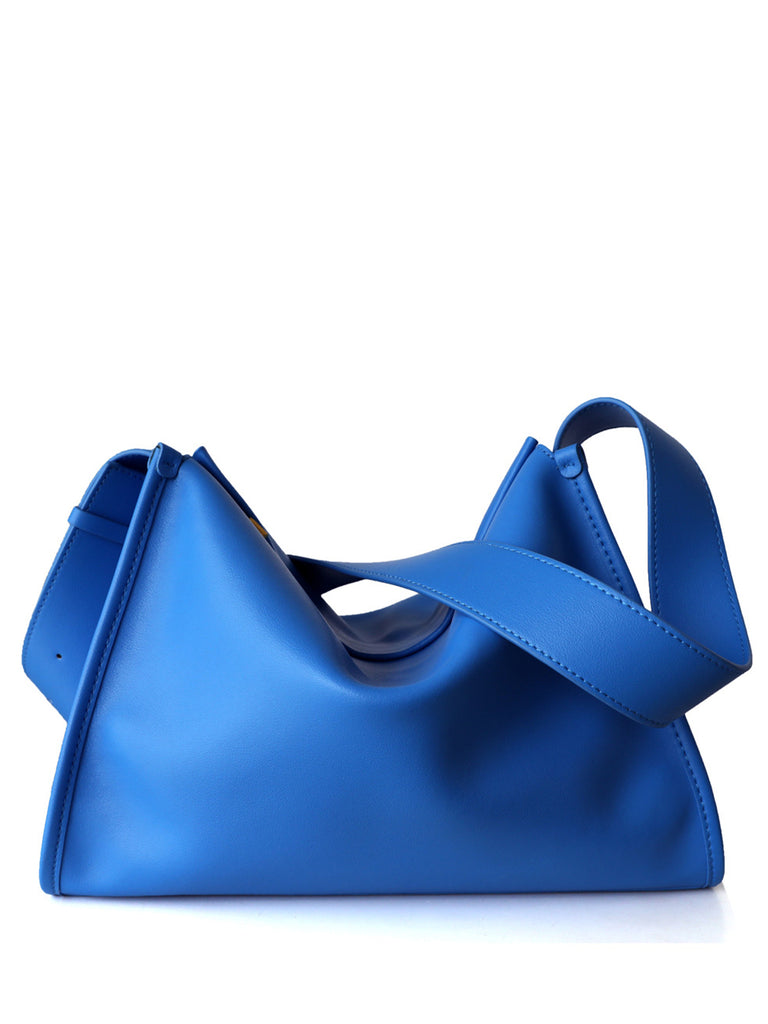Women's Minimal Soft Leather Pillow Shoulder Bag Single Wide Shoulder Strap Hobo Tote Bag - POPBAE
