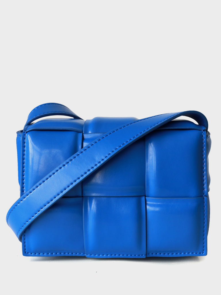 Mini Padded Clutch Bag Cassette Leather Shoulder Bag Woven Square Crossbody Bag - POPBAE