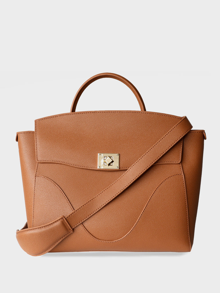Leather Wavia Bag Weekend Holdall Tote Bag Multi Wear Backpack Gold Hardware - POPBAE