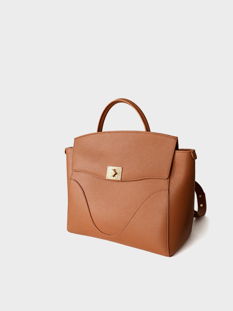 Leather Wavia Bag Weekend Holdall Tote Bag Multi Wear Backpack Gold Hardware - POPBAE