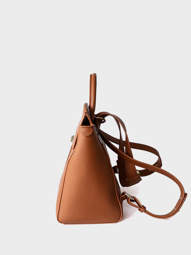 Leather Wavia Bag Weekend Holdall Tote Bag Multi Wear Backpack Gold Hardware - POPBAE