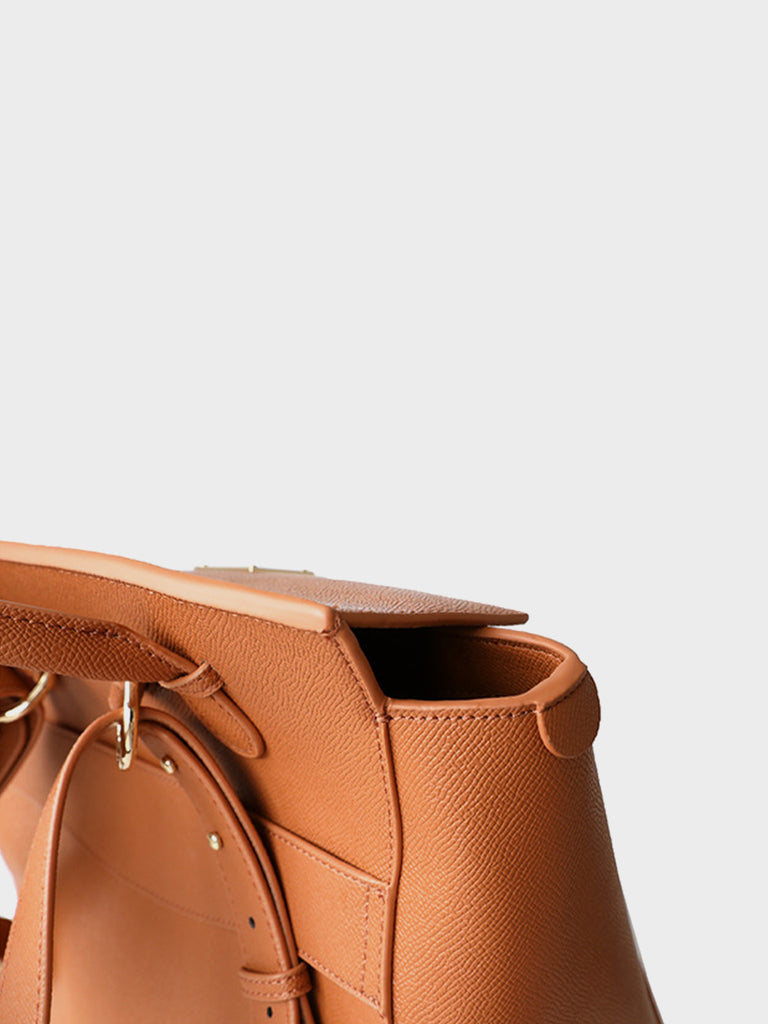Leather Wavia Bag Weekend Holdall Tote Bag Multi Wear Backpack Gold Hardware - POPBAE