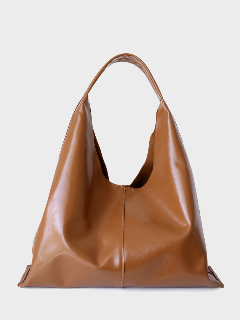 Wax Leather Tote Bag Top-handle Shoulder Bag - POPBAE