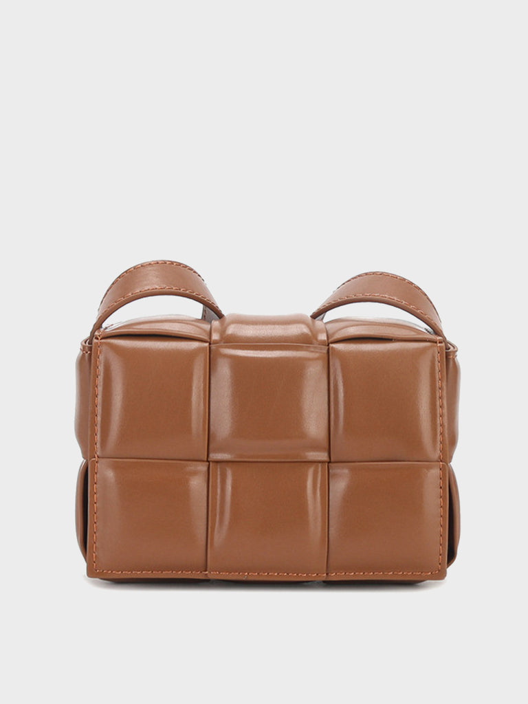 Padded Mini Clutch Bag Cassette Shoulder Bag Woven Square Crossbody Bag - POPBAE