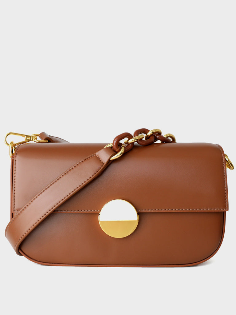 French Baguette Shoulder Bag 90s Vintage Flap Top Acrylic Chain Handbag  Round Gold Hardware - POPBAE