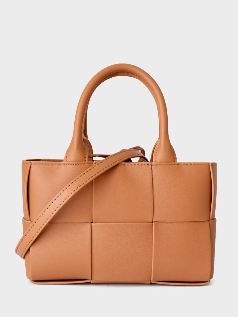 Arco Tote Bag Square Woven Basket Bag Braiding Shoulder Bag - POPBAE