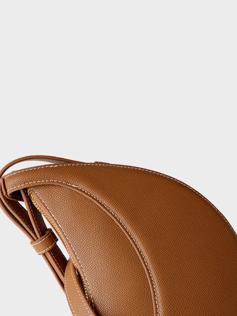 Saddle Bag with Strap Chocolate Brown Smooth Calfskin