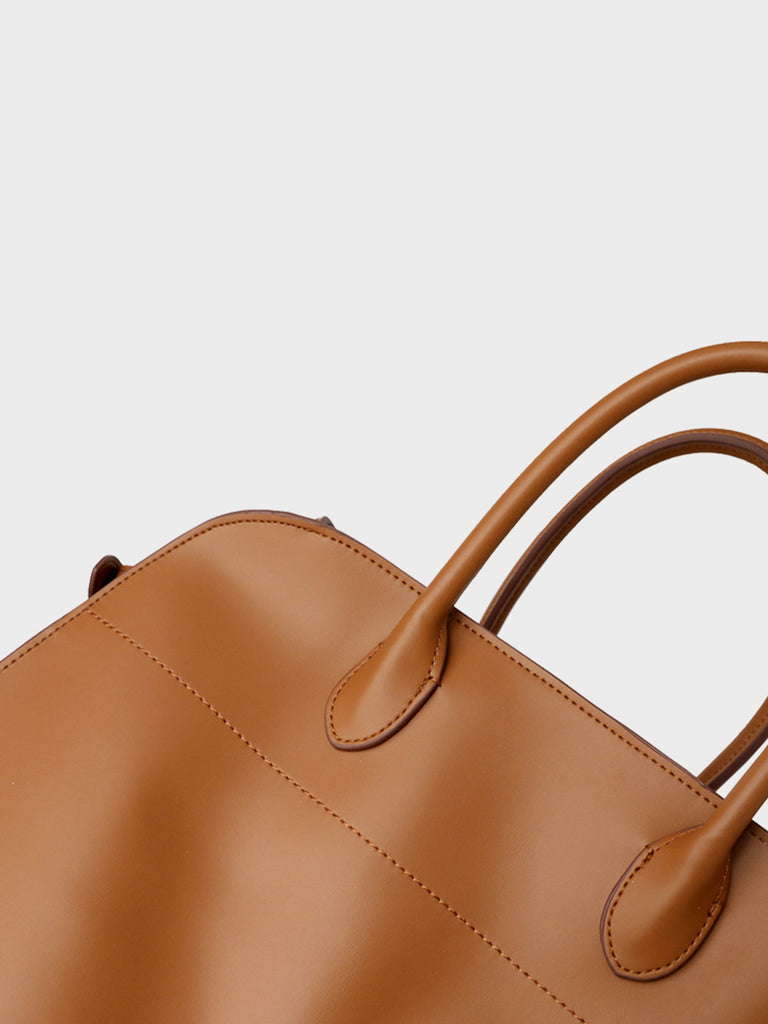 Big Leather Boston bag Top Handle Tote Bag - POPBAE