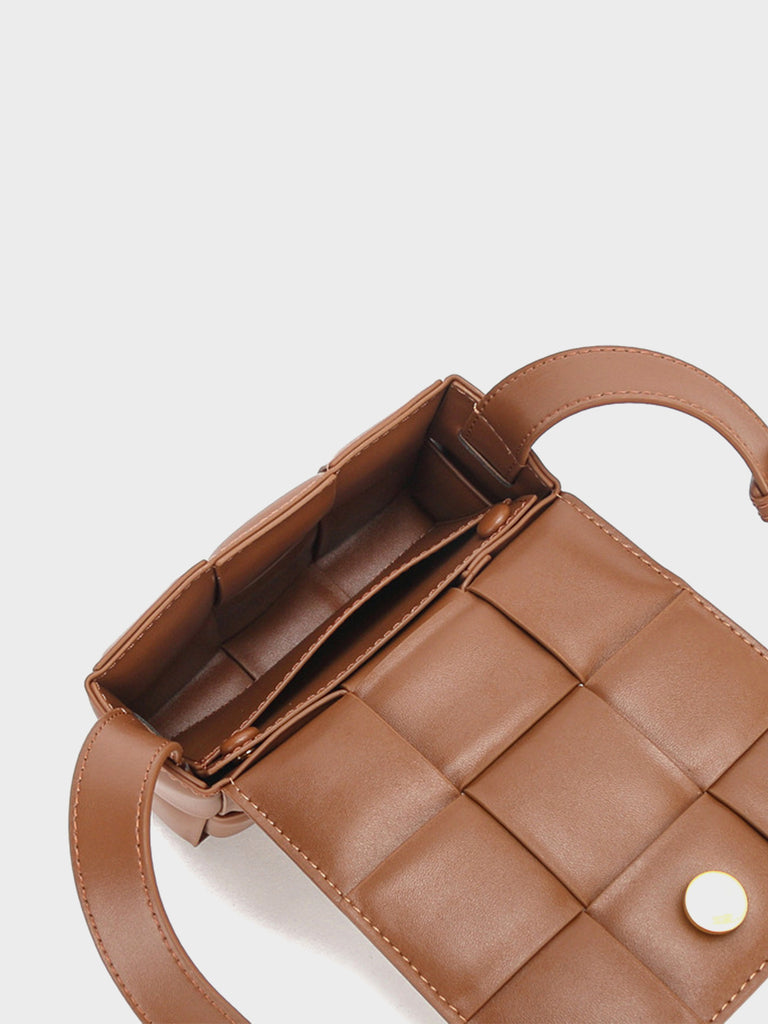 Padded Mini Clutch Bag Cassette Shoulder Bag Woven Square Crossbody Bag - POPBAE