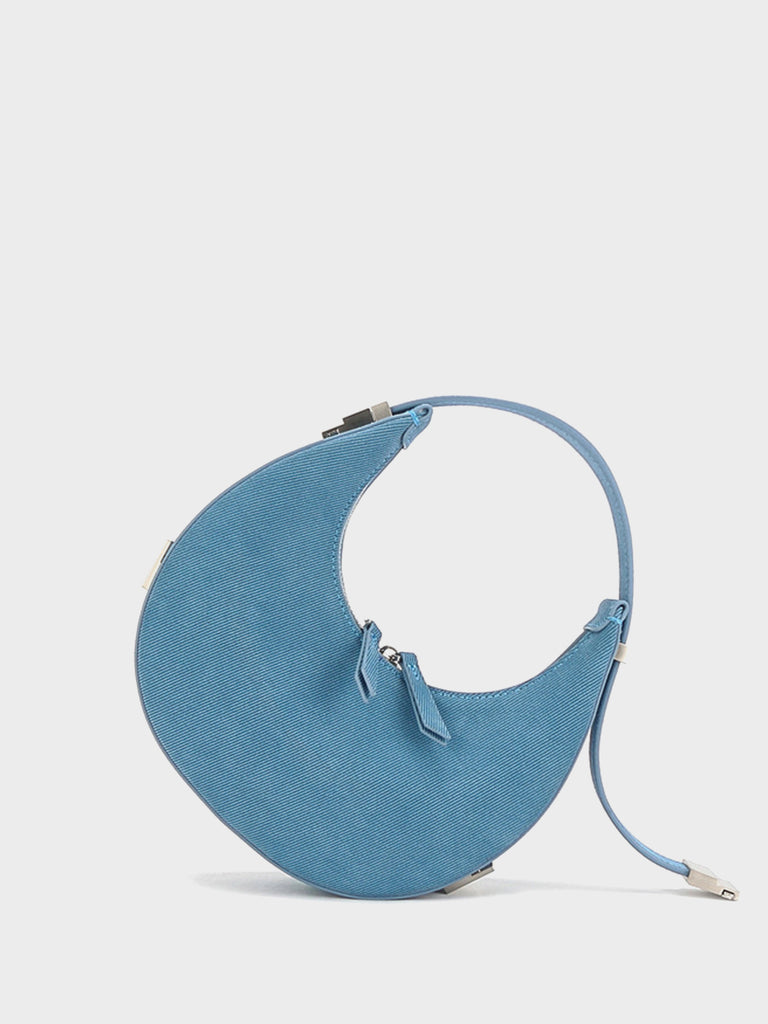 Suede Leather Half Moon Shoulder Bag 90s Crescent Armpit Bag Toni Bag - POPBAE