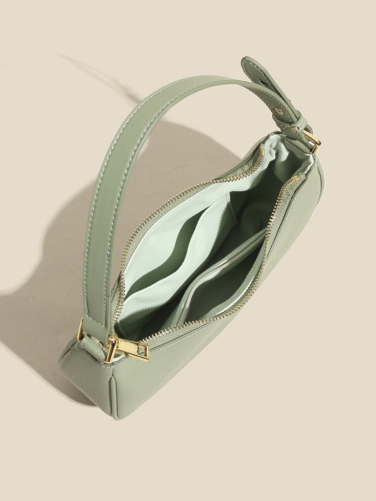 Women's Ava Bag Leather Moon Bag 90s Baguette Armpit Shoulder Handbag - POPBAE