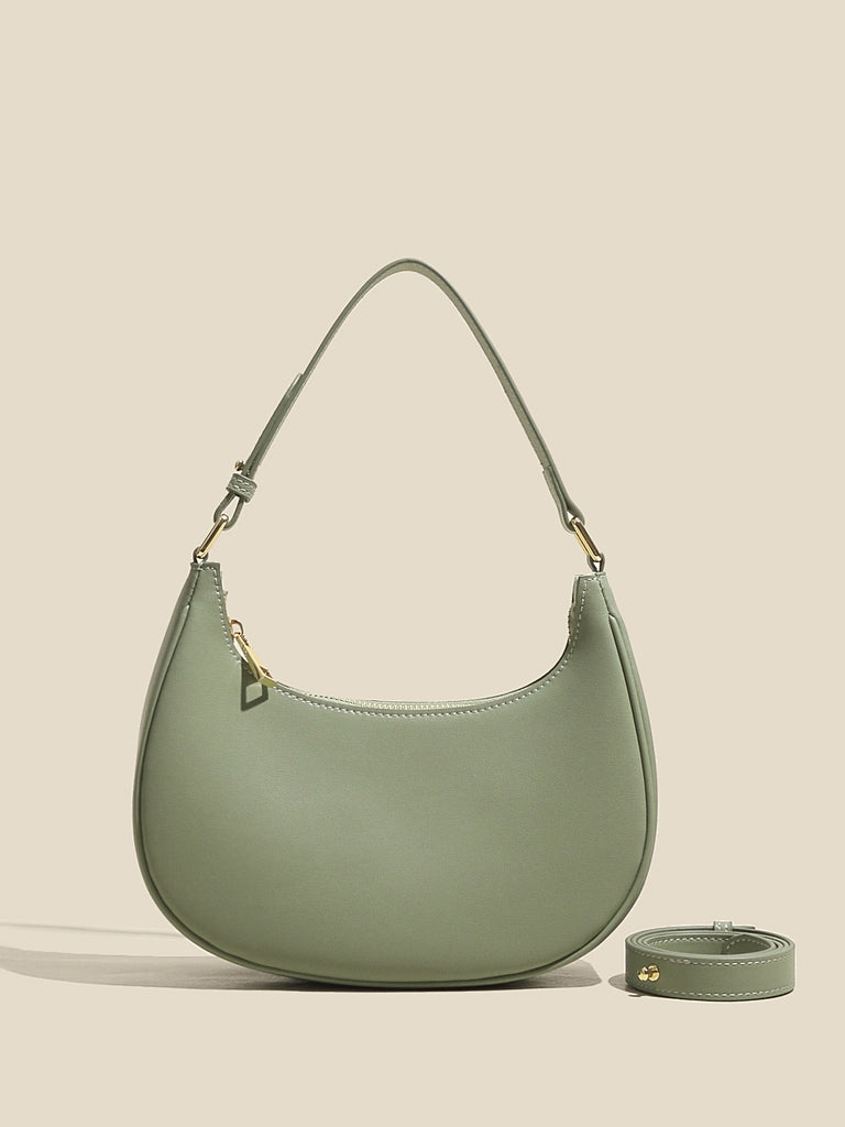 Women's Ava Bag Leather Moon Bag 90s Baguette Armpit Shoulder Handbag - POPBAE