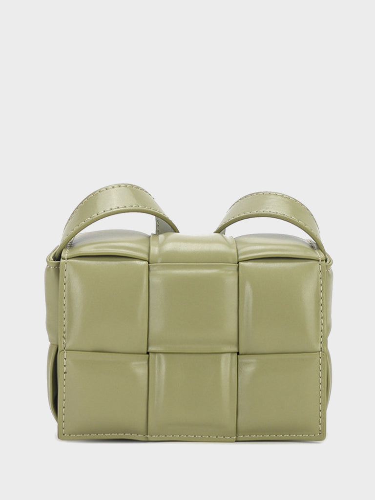 Padded Mini Clutch Bag Cassette Shoulder Bag Woven Square Crossbody Bag - POPBAE