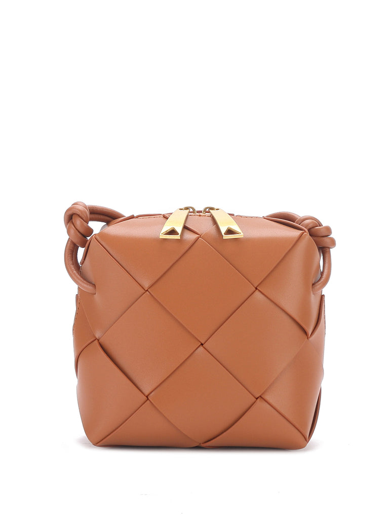Mini Cassette Woven Box Bag  Leather Tote Bag - POPBAE