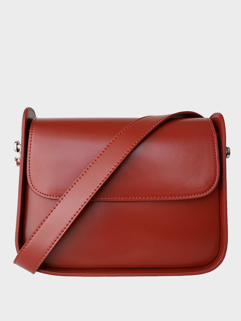 Classic Square Shoulder Bag Flap Top Leather Satchel Bag Box Tote Bag - POPBAE