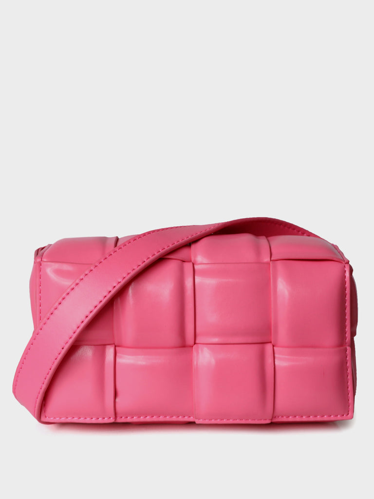 Cassette Leather Fanny Pack Padded Clutch Bag Woven Square Crossbody Bag - POPBAE