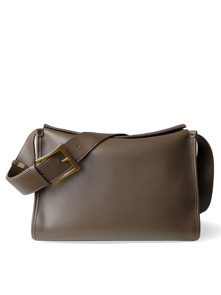 Women's Minimal Soft Leather Pillow Shoulder Bag Single Wide Shoulder Strap Hobo Tote Bag - POPBAE