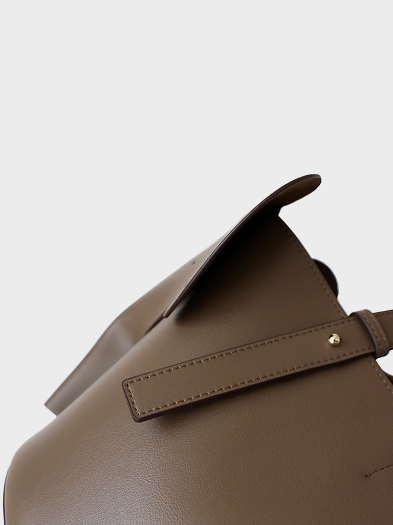 Leather Top Handle Elephant Embellishment Bucket Tote Bag Open-top Basket Shoulder Bag - POPBAE