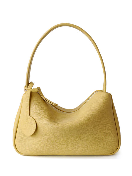 Top Handle Puffy Pouch Soft Leather Pillow Bag Baguette Bag - POPBAE