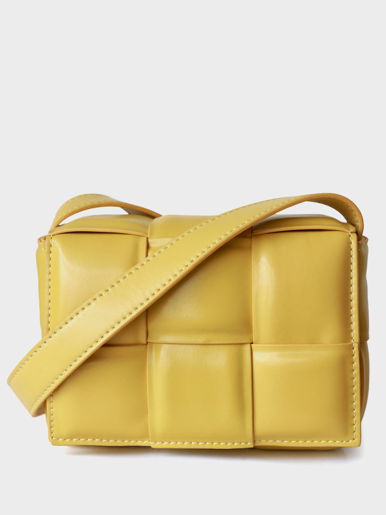 Mini Padded Clutch Bag Cassette Leather Shoulder Bag Woven Square Crossbody Bag - POPBAE