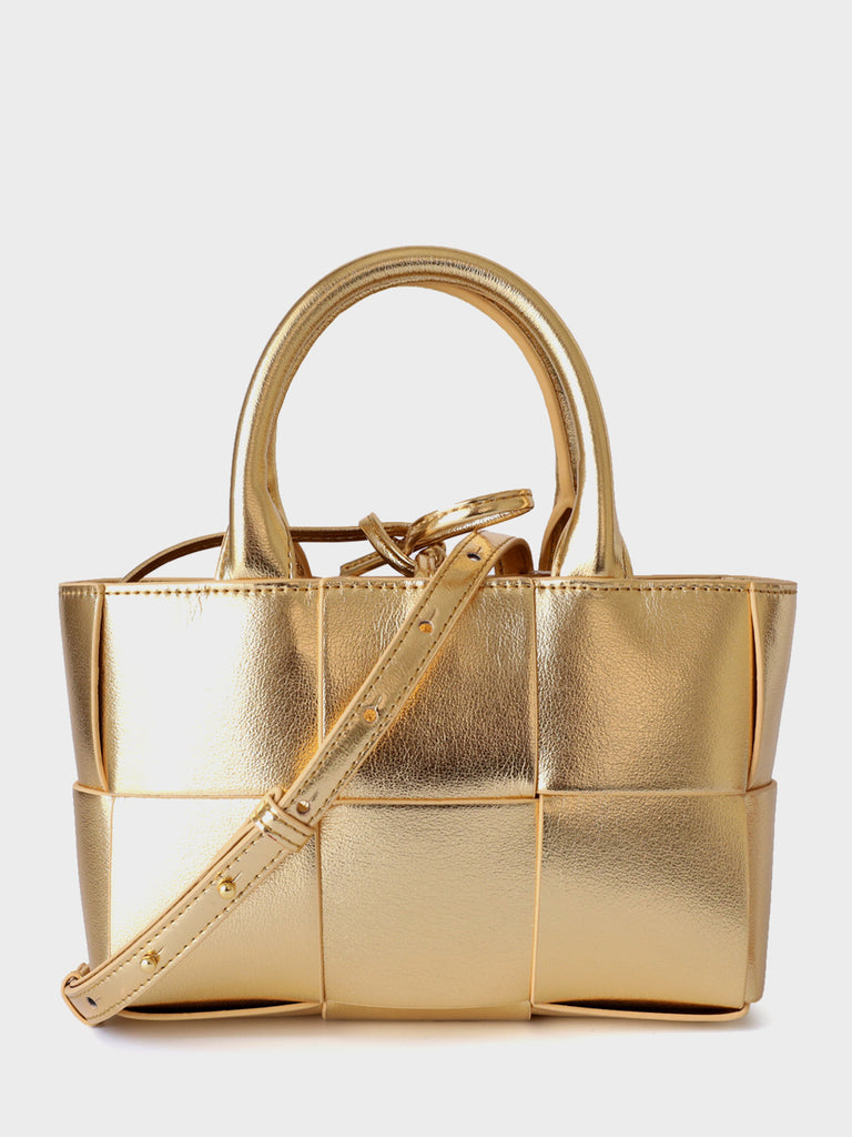 Arco Tote Bag Square Woven Basket Bag Braiding Shoulder Bag - POPBAE