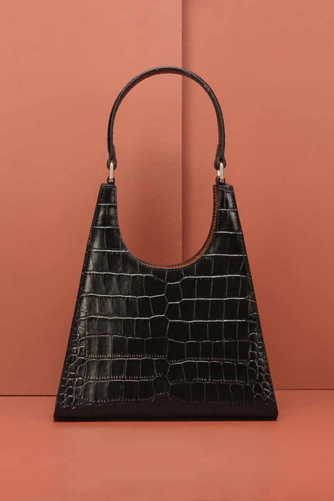 Women's 90s Designer Classic Crocodile Shoulder Handbag One Handle Minimalist Tote Bag - POPBAE