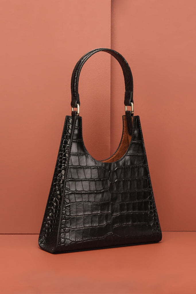 Women's 90s Designer Classic Crocodile Shoulder Handbag One Handle Minimalist Tote Bag - POPBAE
