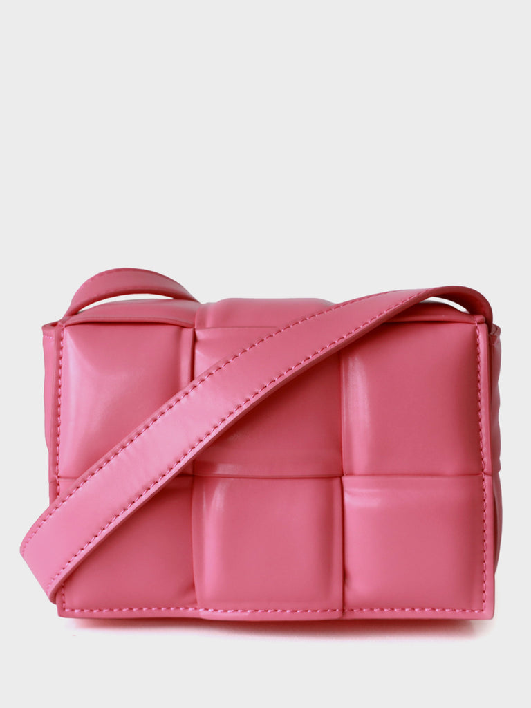 Mini Padded Clutch Bag Cassette Leather Shoulder Bag Woven Square Crossbody Bag - POPBAE