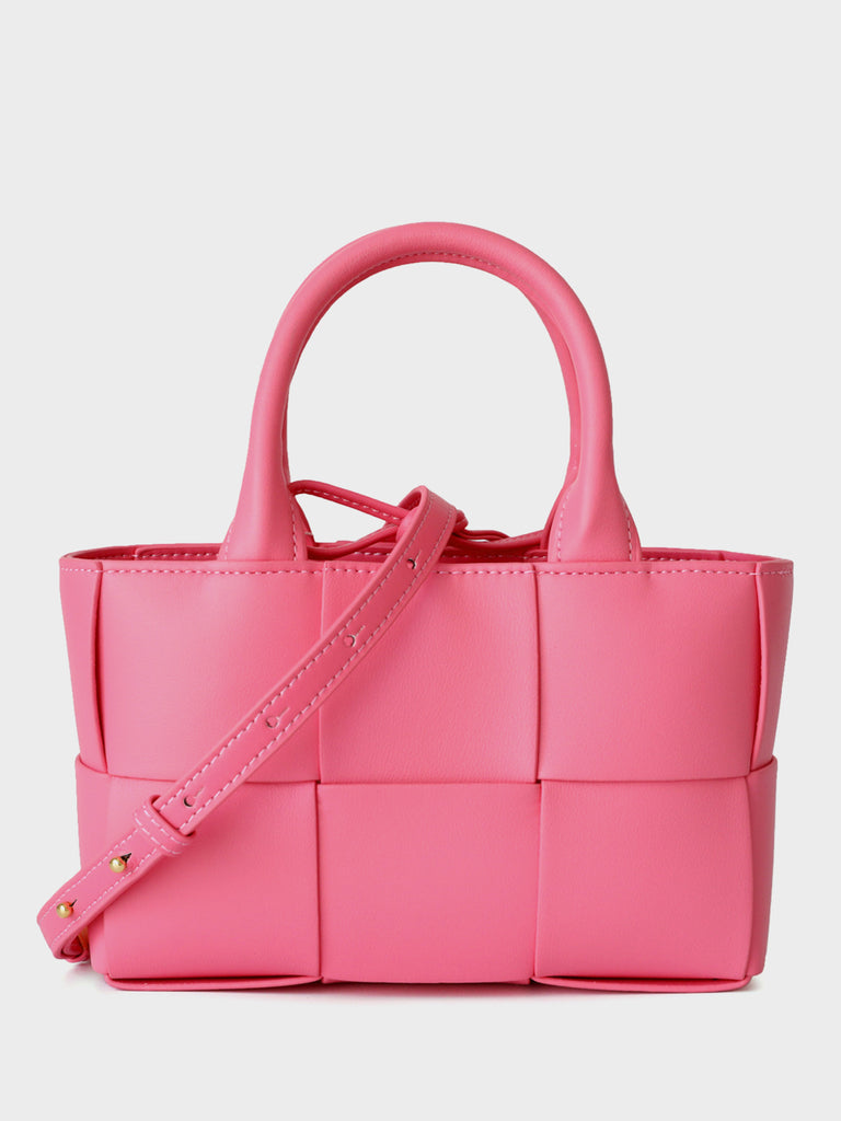 Arco Tote Bag Square Woven Basket Bag Braiding Shoulder Bag - POPBAE