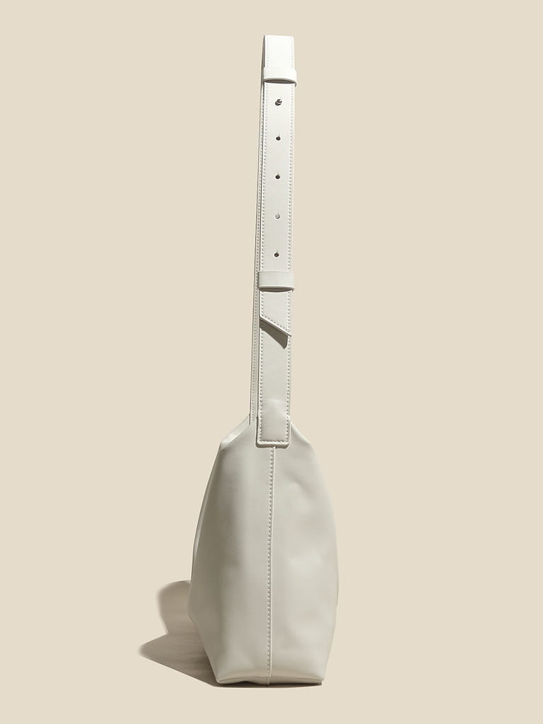 Women's Minimal Soft Leather Shoulder Bag Single Strap Hobo Tote Bag - POPBAE