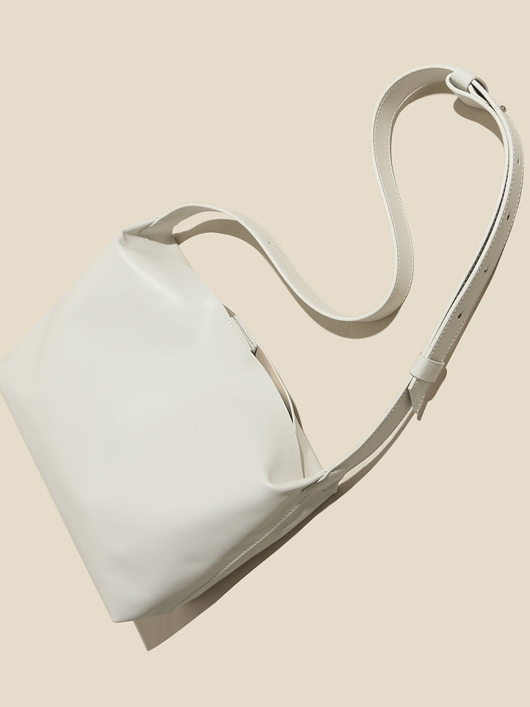 Women's Minimal Soft Leather Shoulder Bag Single Strap Hobo Tote Bag - POPBAE