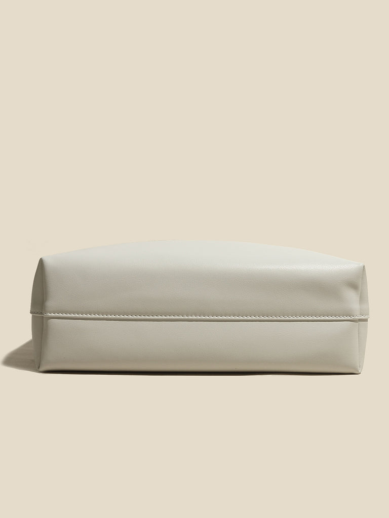 Women's Minimal Soft Leather Shoulder Bag Single Strap Hobo Tote Bag - POPBAE