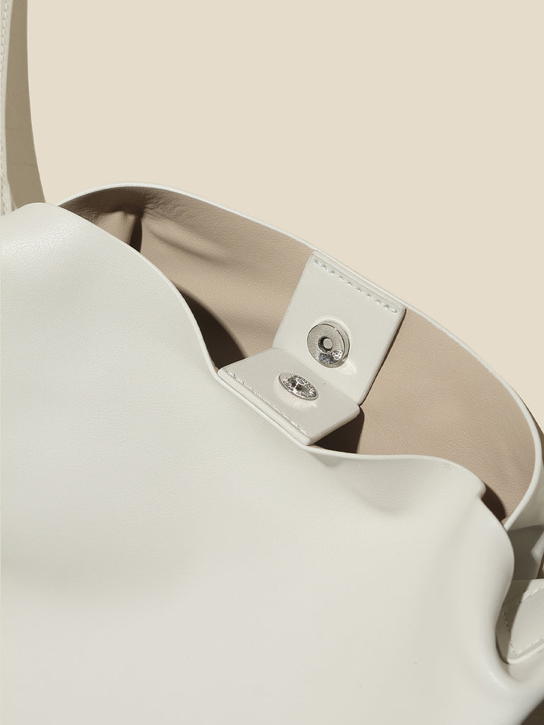 Women's Minimal Soft Leather Shoulder Bag Single Strap Hobo Tote Bag - POPBAE